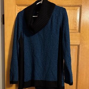 Style & Co. Blue and Black Cowl Neck Sweater
